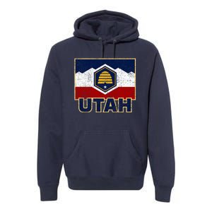 Distressed New Utah Flag Premium Hoodie