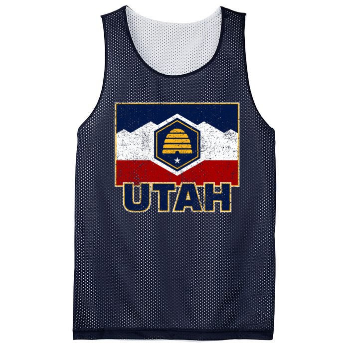 Distressed New Utah Flag Mesh Reversible Basketball Jersey Tank