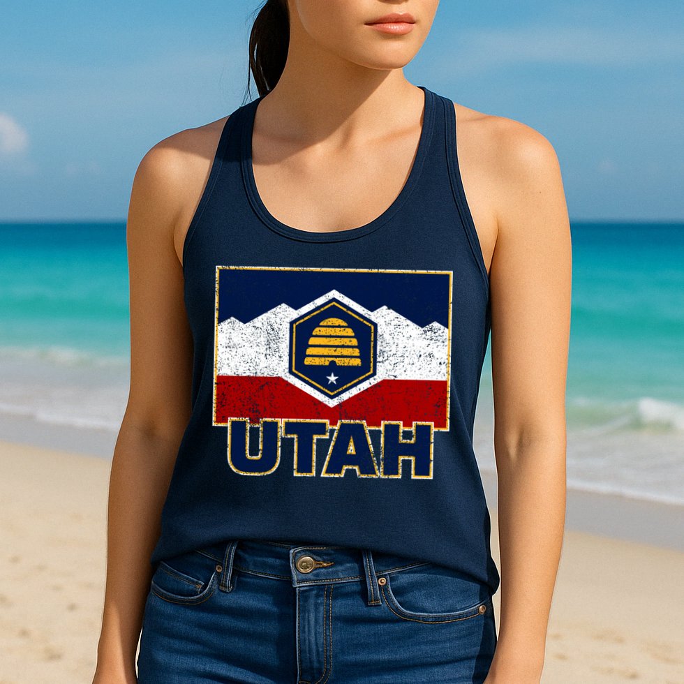 Distressed New Utah Flag Womens Tank Top