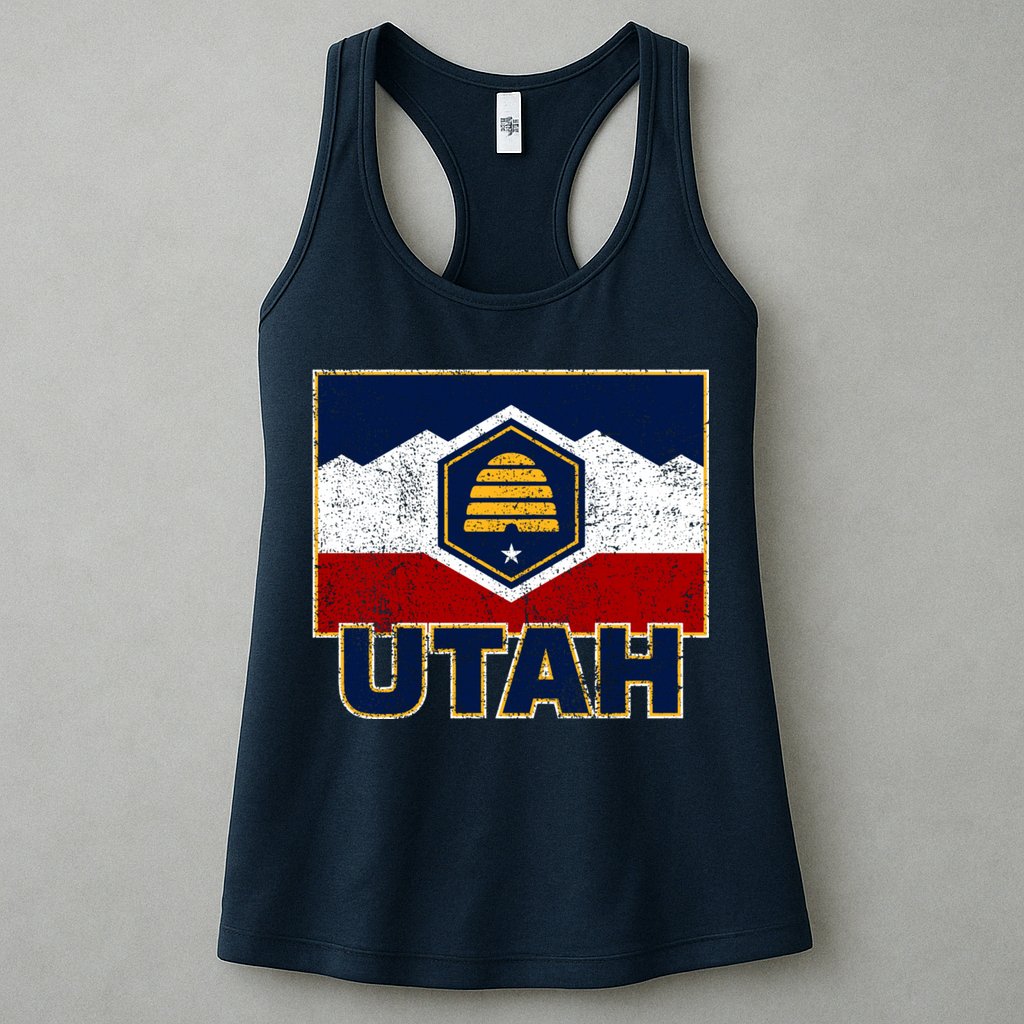 Distressed New Utah Flag Womens Tank Top