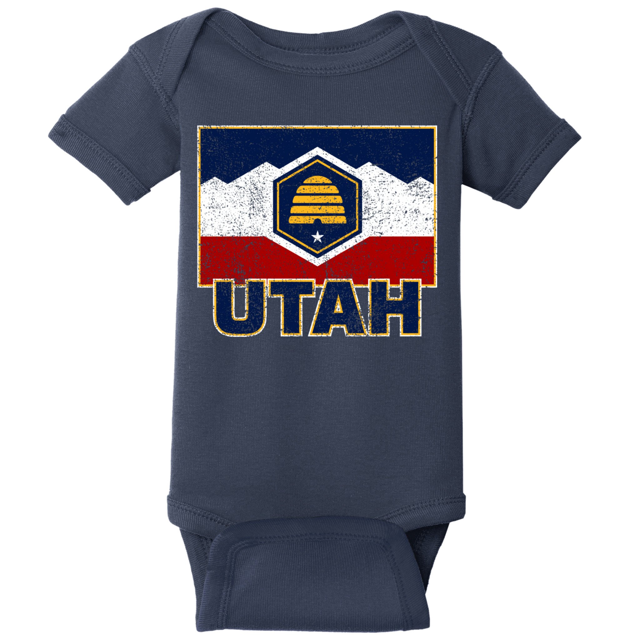 Distressed New Utah Flag Baby Bodysuit