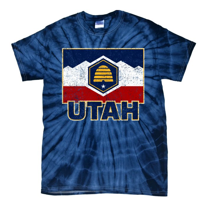 Distressed New Utah Flag Tie-Dye T-Shirt