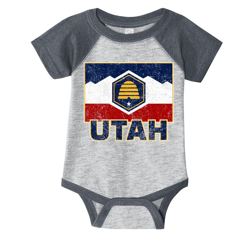 Distressed New Utah Flag Infant Baby Jersey Bodysuit