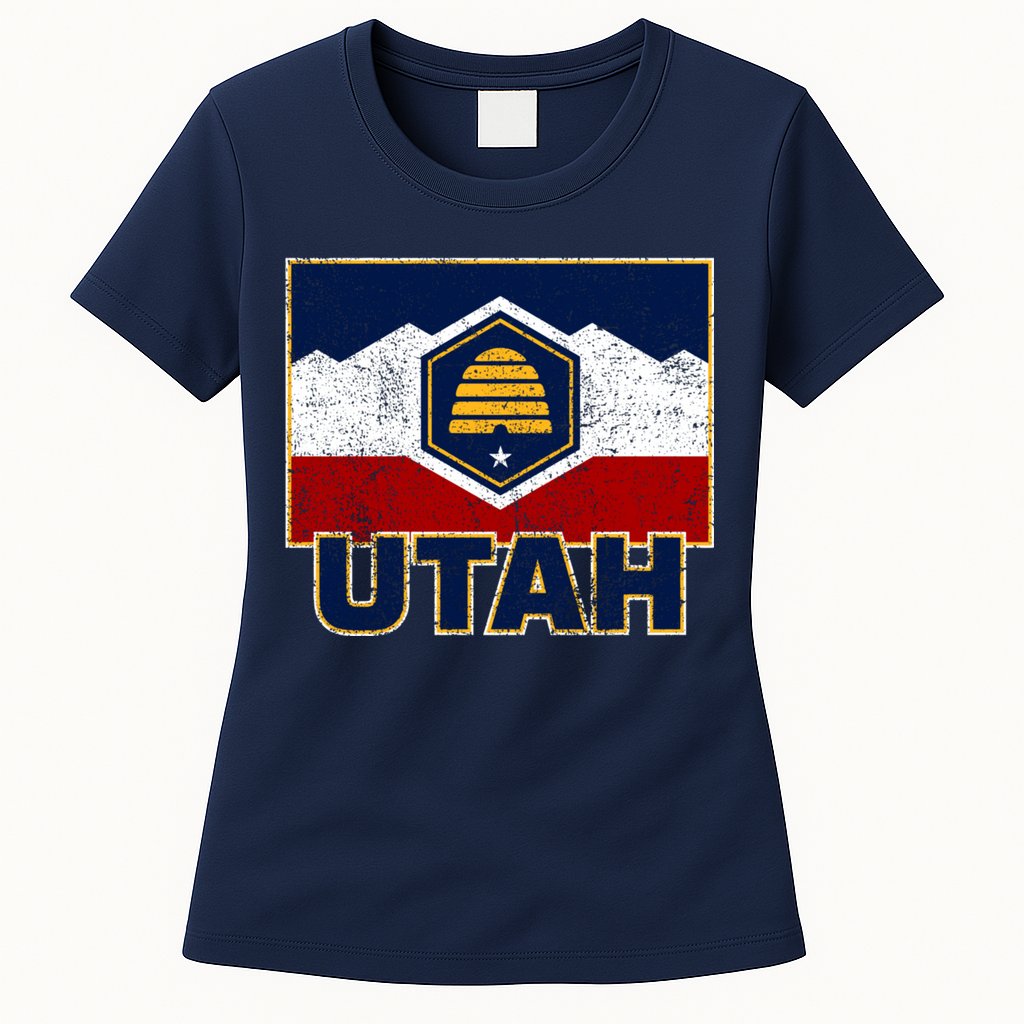Distressed New Utah Flag Womens T-Shirt