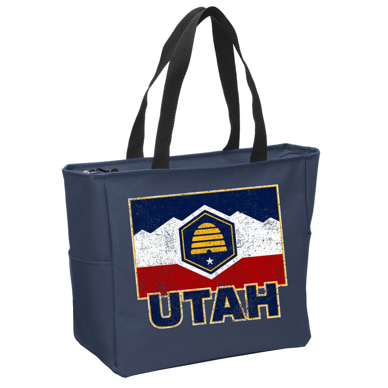Distressed New Utah Flag Zip Tote Bag