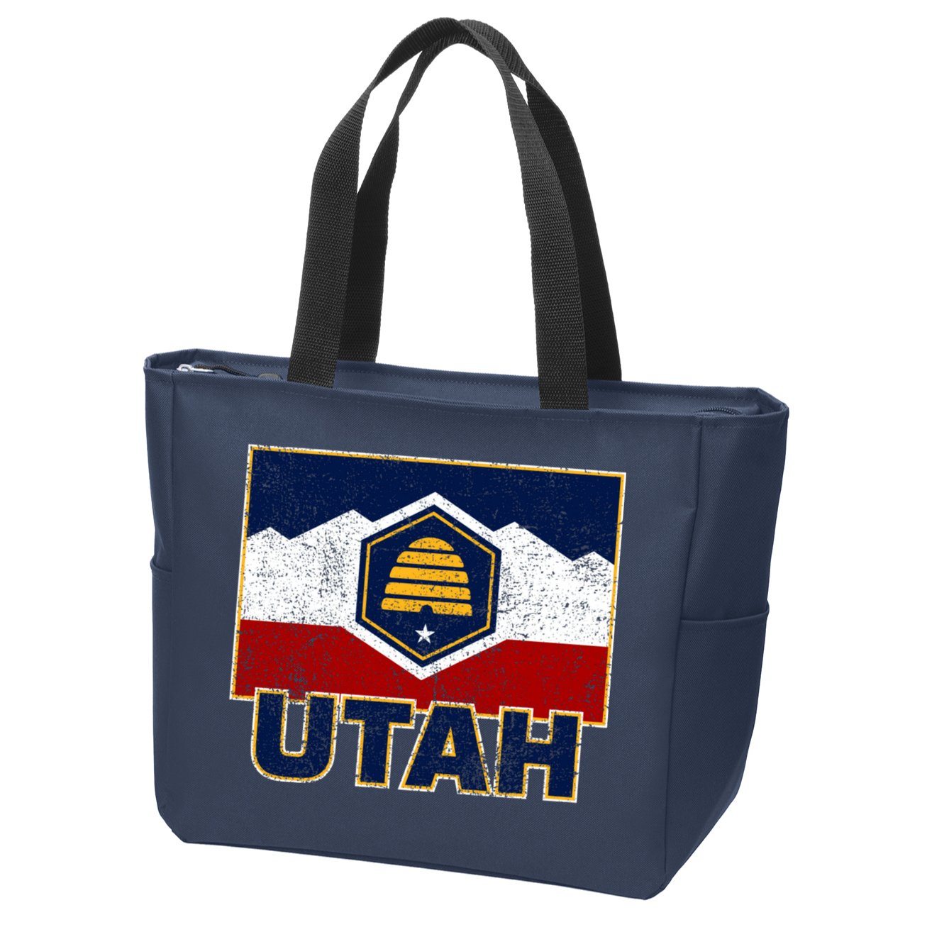 Distressed New Utah Flag Zip Tote Bag