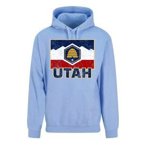 Distressed New Utah Flag Unisex Surf Hoodie