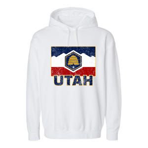 Distressed New Utah Flag Garment-Dyed Fleece Hoodie