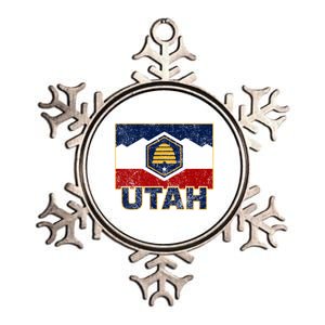 Distressed New Utah Flag Metallic Star Ornament