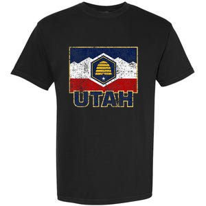 Distressed New Utah Flag Garment-Dyed Heavyweight T-Shirt