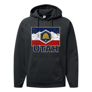 Distressed New Utah Flag Performance Fleece Hoodie