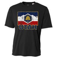 Distressed New Utah Flag Cooling Performance Crew T-Shirt