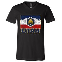 Distressed New Utah Flag V-Neck T-Shirt