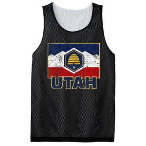 Distressed New Utah Flag Mesh Reversible Basketball Jersey Tank