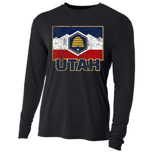 Distressed New Utah Flag Cooling Performance Long Sleeve Crew