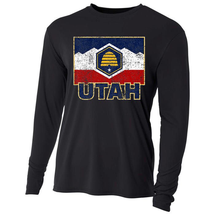 Distressed New Utah Flag Cooling Performance Long Sleeve Crew