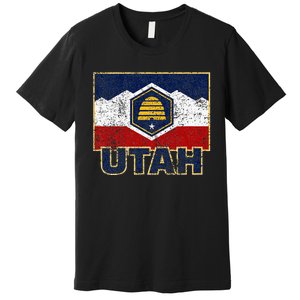 Distressed New Utah Flag Premium T-Shirt