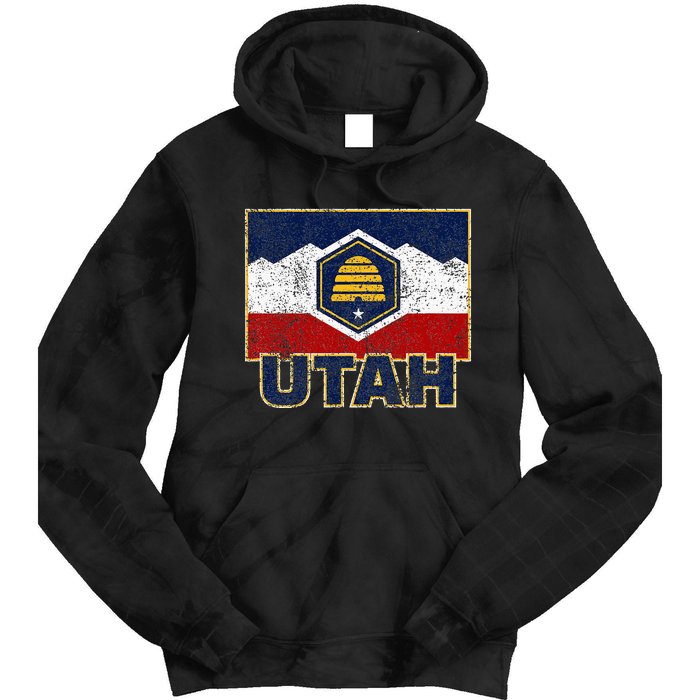 Distressed New Utah Flag Tie Dye Hoodie