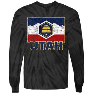 Distressed New Utah Flag Tie-Dye Long Sleeve Shirt