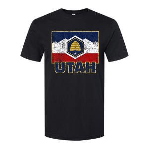 Distressed New Utah Flag Softstyle CVC T-Shirt