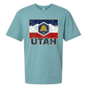 Distressed New Utah Flag Sueded Cloud Jersey T-Shirt