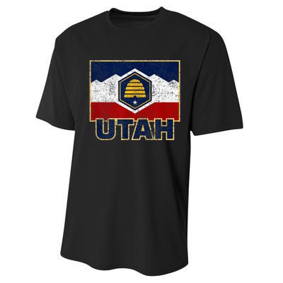 Distressed New Utah Flag Performance Sprint T-Shirt