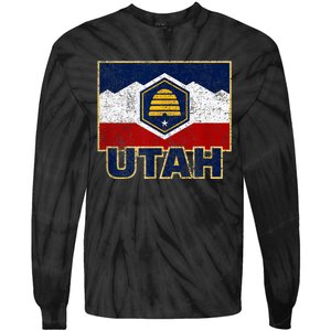 Distressed New Utah Flag Tie-Dye Long Sleeve Shirt