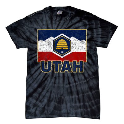 Distressed New Utah Flag Tie-Dye T-Shirt