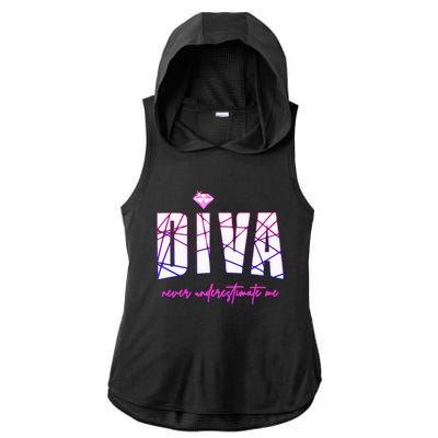 Diva Never Underestimate Me For Women Party Diva Ladies PosiCharge Tri-Blend Wicking Draft Hoodie Tank