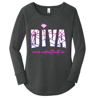 Diva Never Underestimate Me For Women Party Diva Women's Perfect Tri Tunic Long Sleeve Shirt