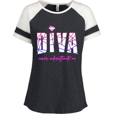 Diva Never Underestimate Me For Women Party Diva Enza Ladies Jersey Colorblock Tee