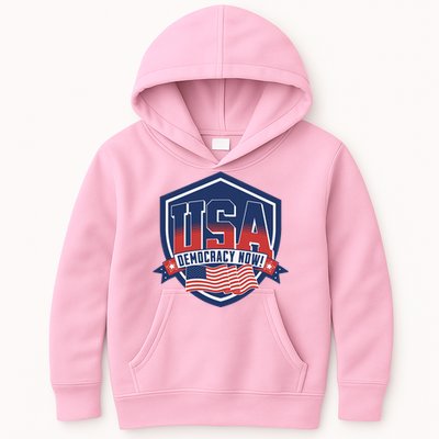 Democracy Now Vote Kamala Harris 2024 Kids Hoodie