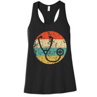 Doctor Nurse Vintage Retro Stethoscope Women's Racerback Tank