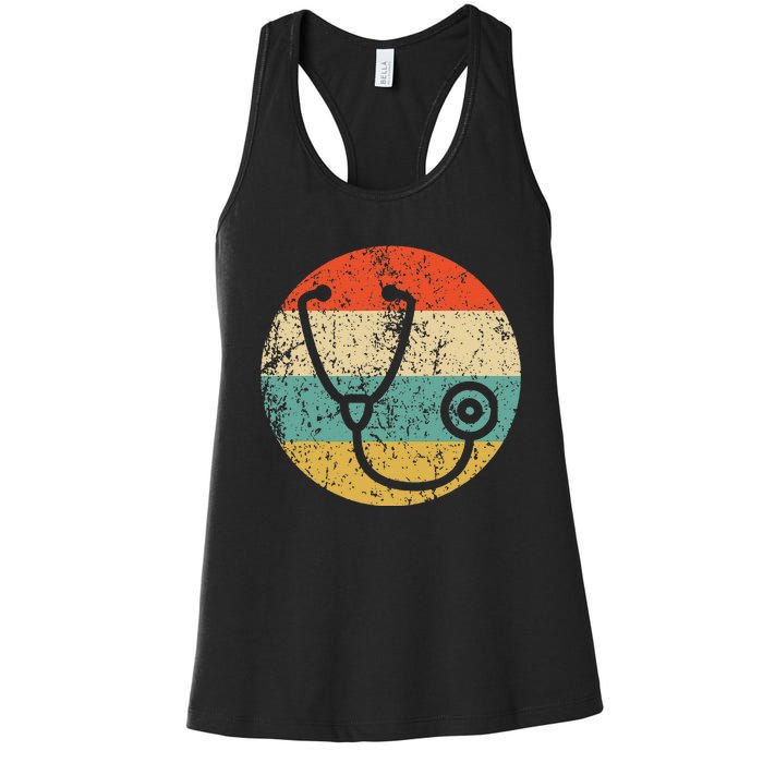 Doctor Nurse Vintage Retro Stethoscope Women's Racerback Tank