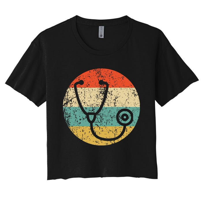 Doctor Nurse Vintage Retro Stethoscope Women's Crop Top Tee