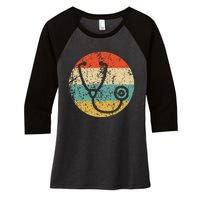 Doctor Nurse Vintage Retro Stethoscope Women's Tri-Blend 3/4-Sleeve Raglan Shirt