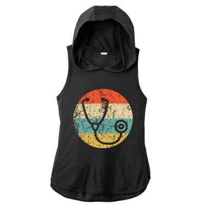 Doctor Nurse Vintage Retro Stethoscope Ladies PosiCharge Tri-Blend Wicking Draft Hoodie Tank