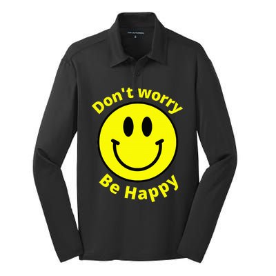 Do Not Worry Be Happy! Sunshine Cute Happiness Face Silk Touch Performance Long Sleeve Polo