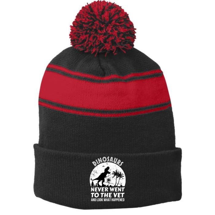 DINOSAURS NEVER WENT TO THE VET Stripe Pom Pom Beanie