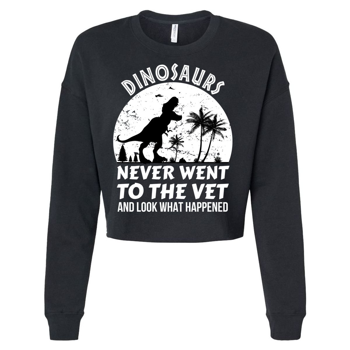 DINOSAURS NEVER WENT TO THE VET Cropped Pullover Crew