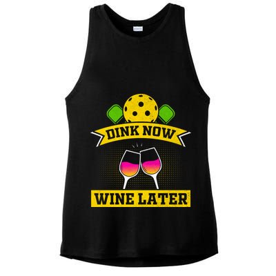 Dink Now Wine Later Pickleball Funny Gift For Pickleball Fan Ladies PosiCharge Tri-Blend Wicking Tank