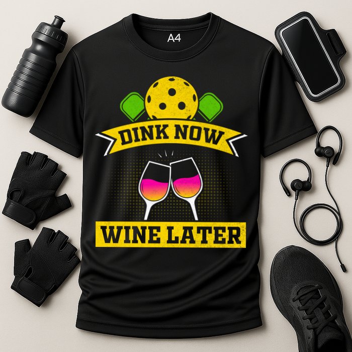 Dink Now Wine Later Pickleball Funny Gift For Pickleball Fan Cooling Performance Crew T-Shirt
