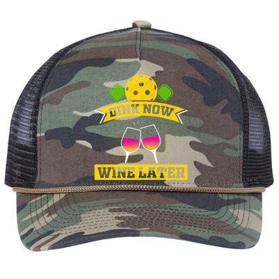 Dink Now Wine Later Pickleball Funny Gift For Pickleball Fan Retro Rope Trucker Hat Cap