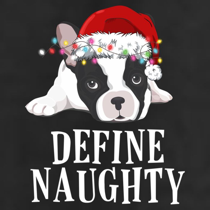 Define Naughty Xmas Idea French Bulldog Lovers Xmas Lights Cool Gift 7 Panel Mesh Trucker Snapback Hat