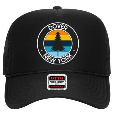 Dover New York Ny Usa City Pride Retro Sunset High Crown Mesh Back Trucker Hat