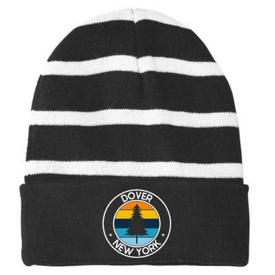 Dover New York Ny Usa City Pride Retro Sunset Striped Beanie with Solid Band