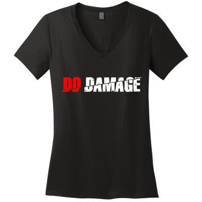 Do Damage Baseball Women's V-Neck T-Shirt