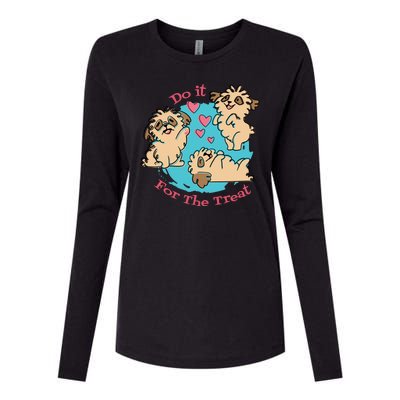 Do It For The Treat Cute Dogs Womens Cotton Relaxed Long Sleeve T-Shirt