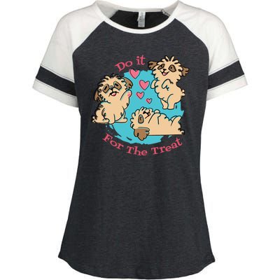 Do It For The Treat Cute Dogs Enza Ladies Jersey Colorblock Tee