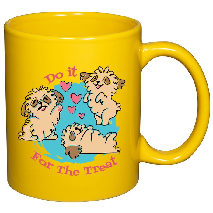 Do It For The Treat Cute Dogs 11oz C Handle Ceramic Mug